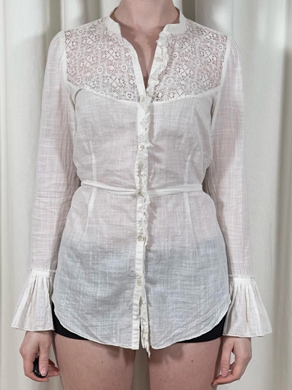 Vintage Free People Gauzy Lace Blouse - Picture 2 of 7